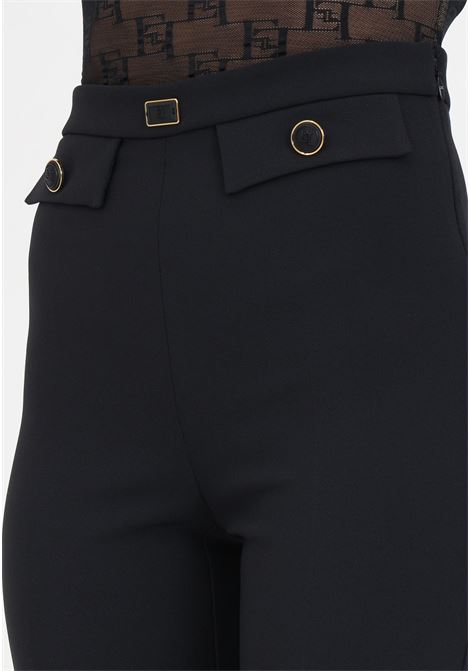 Black women's trousers with logo buttons ELISABETTA FRANCHI | PA02841E2110